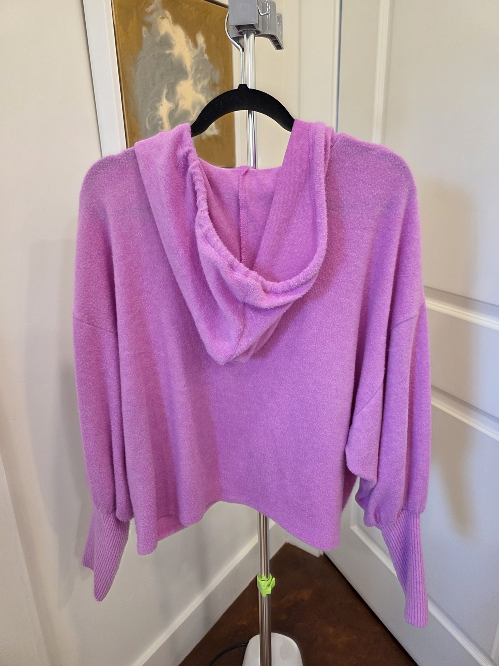 Zenana Brushed Hacci Drop Shoulder Cropped Hoodie L/XL - Picture 3 of 3